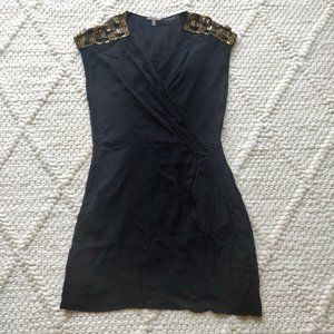 Uterque Black Silk Dress w/ Shoulder Detail & Pockets (M/L)